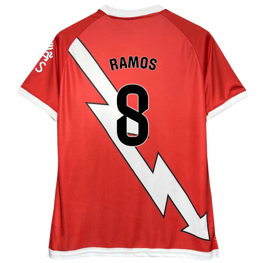 Kids Football Iván Ramos #8 White Red Home Jersey 2024/25 T-Shirt