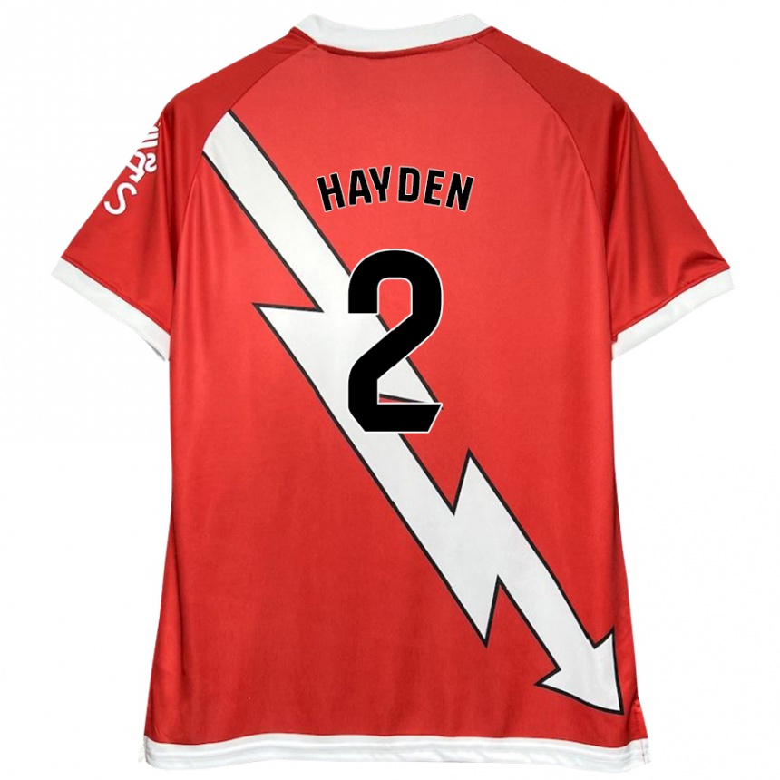 Kids Football Danielle Hayden #2 White Red Home Jersey 2024/25 T-Shirt