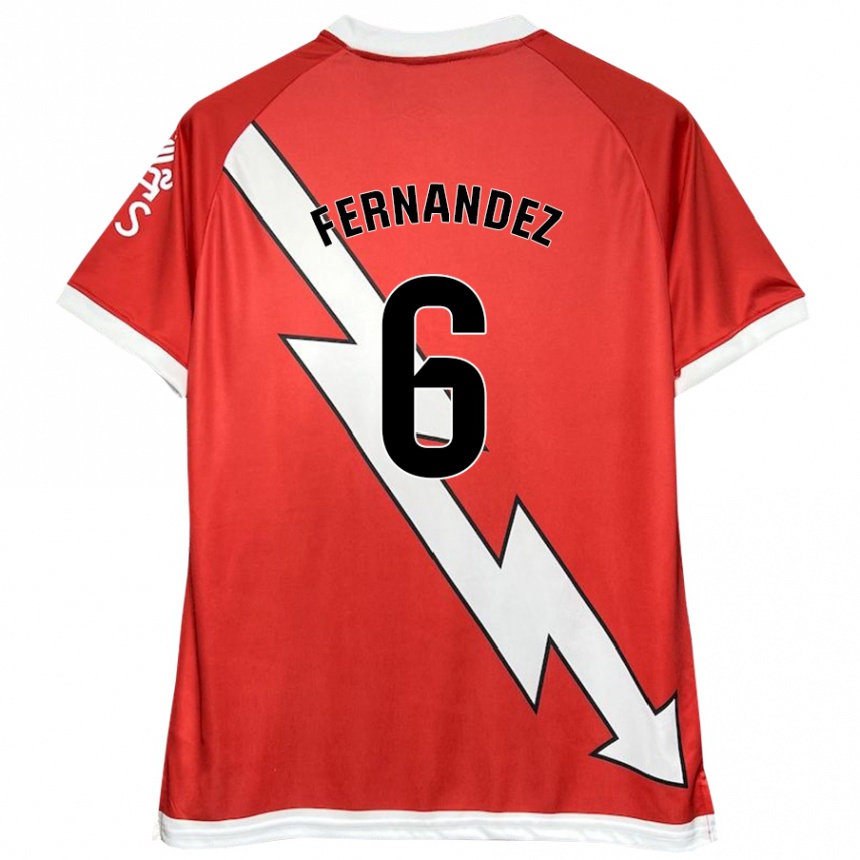 Kids Football Paula Fernández #6 White Red Home Jersey 2024/25 T-Shirt