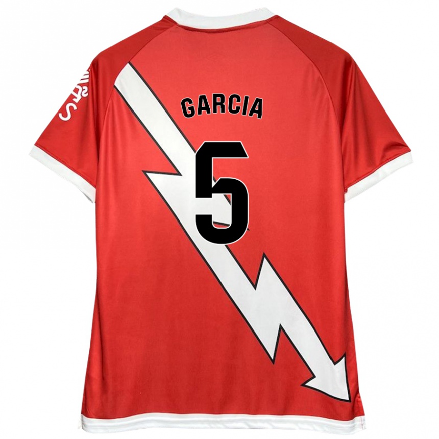 Kids Football Miguel García #5 White Red Home Jersey 2024/25 T-Shirt