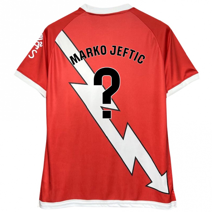 Kids Football Marko Jeftic #0 White Red Home Jersey 2024/25 T-Shirt