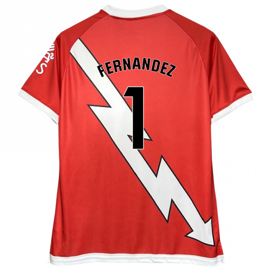 Kids Football Nerea Fernández Santos #1 White Red Home Jersey 2024/25 T-Shirt