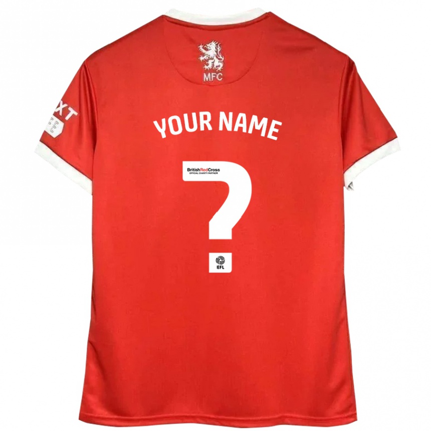 Kids Football Your Name #0 Red White Home Jersey 2024/25 T-Shirt