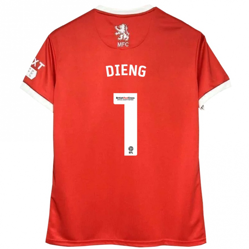 Kids Football Seny Dieng #1 Red White Home Jersey 2024/25 T-Shirt