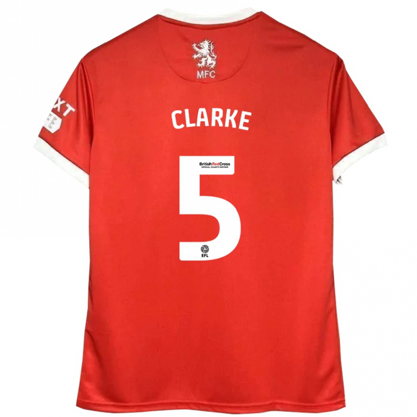 Kids Football Matt Clarke #5 Red White Home Jersey 2024/25 T-Shirt