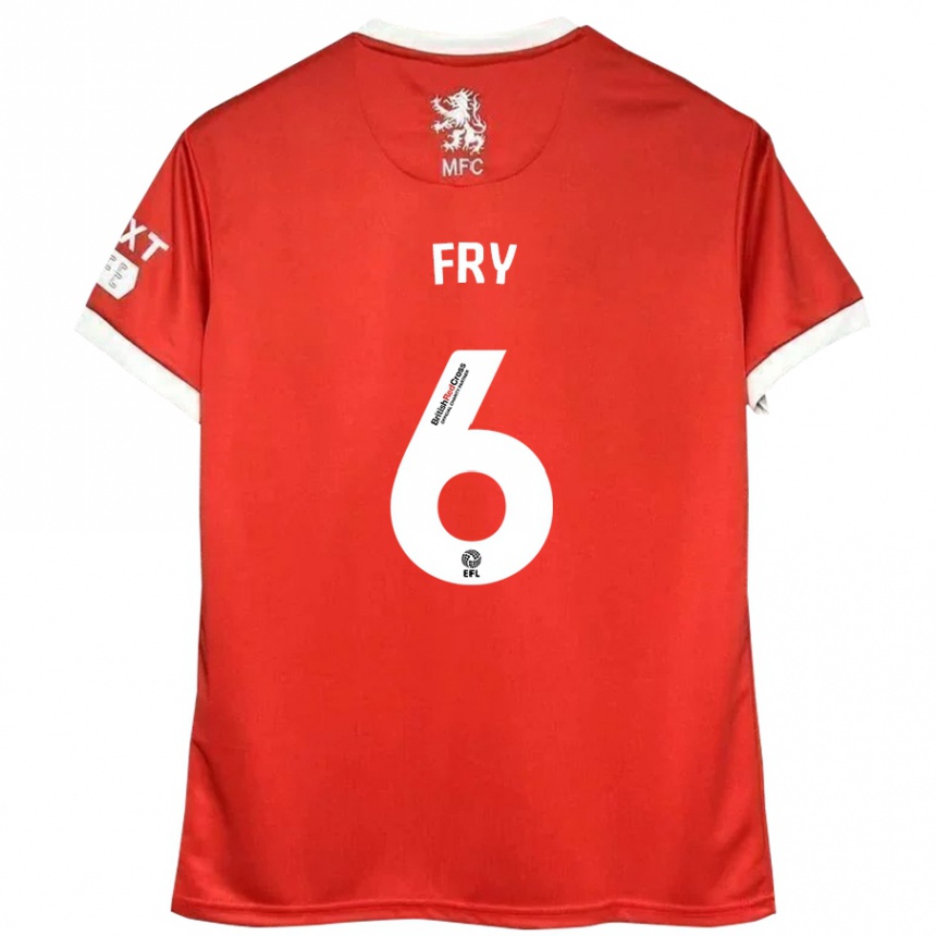 Kids Football Dael Fry #6 Red White Home Jersey 2024/25 T-Shirt