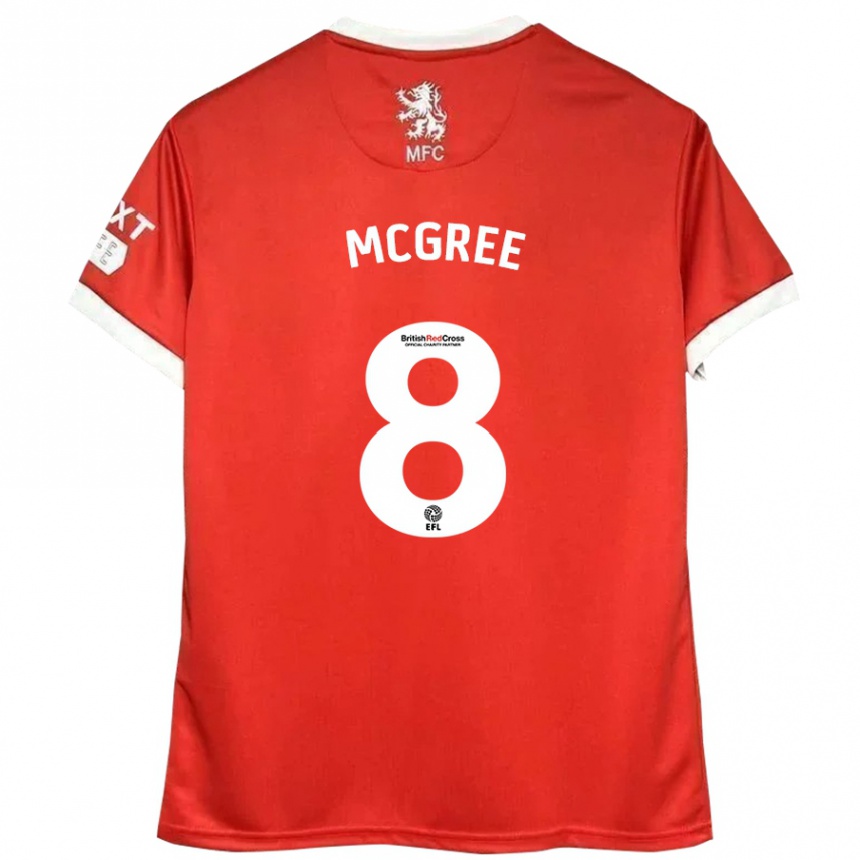 Kids Football Riley Mcgree #8 Red White Home Jersey 2024/25 T-Shirt