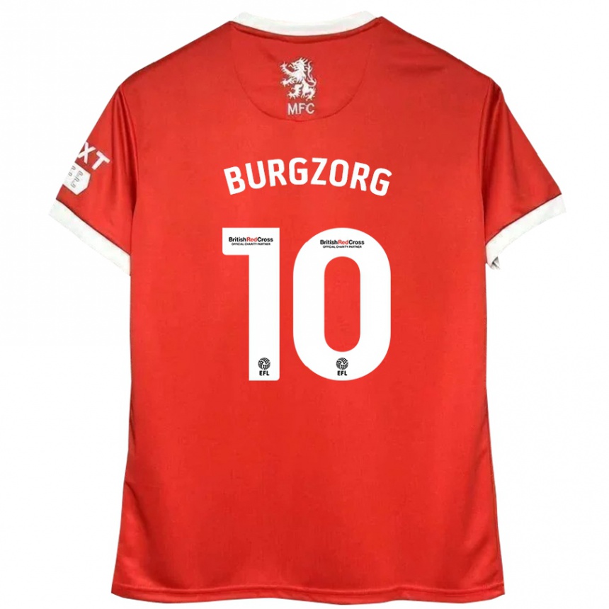 Kids Football Delano Burgzorg #10 Red White Home Jersey 2024/25 T-Shirt