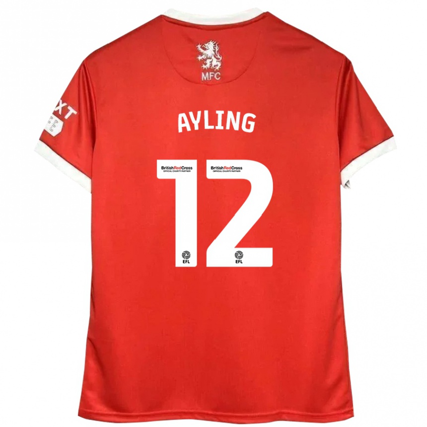 Kids Football Luke Ayling #12 Red White Home Jersey 2024/25 T-Shirt