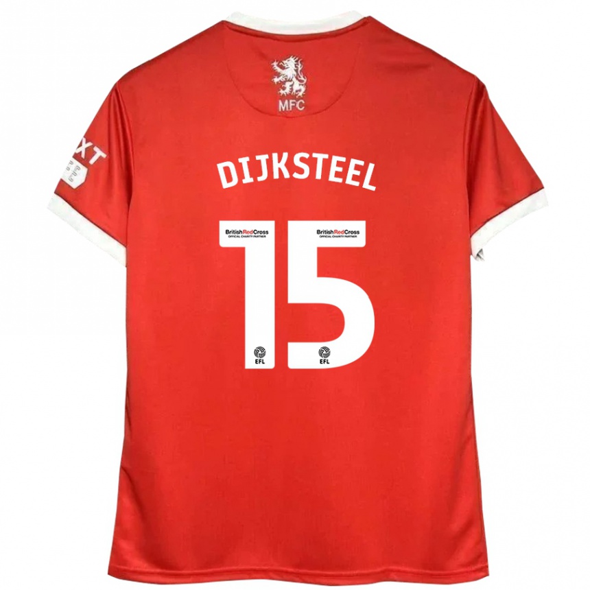 Kids Football Anfernee Dijksteel #15 Red White Home Jersey 2024/25 T-Shirt