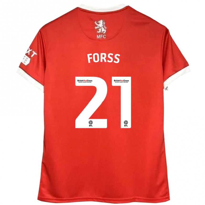 Kids Football Marcus Forss #21 Red White Home Jersey 2024/25 T-Shirt