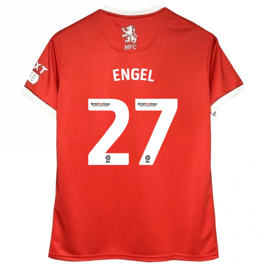 Kids Football Lukas Engel #27 Red White Home Jersey 2024/25 T-Shirt