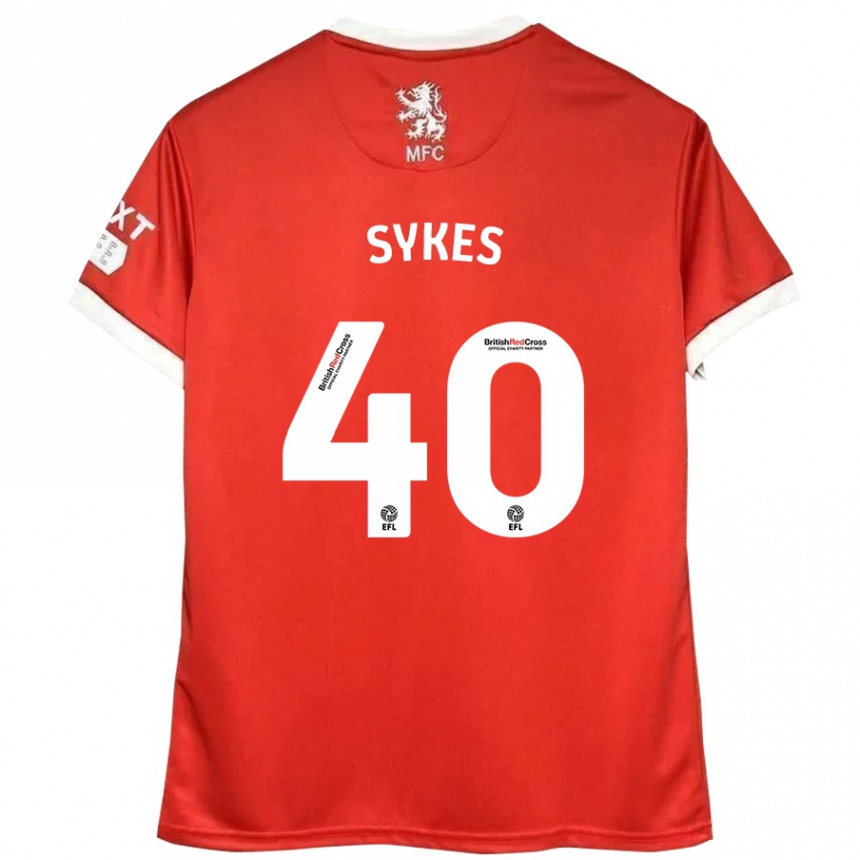 Kids Football Cain Sykes #40 Red White Home Jersey 2024/25 T-Shirt