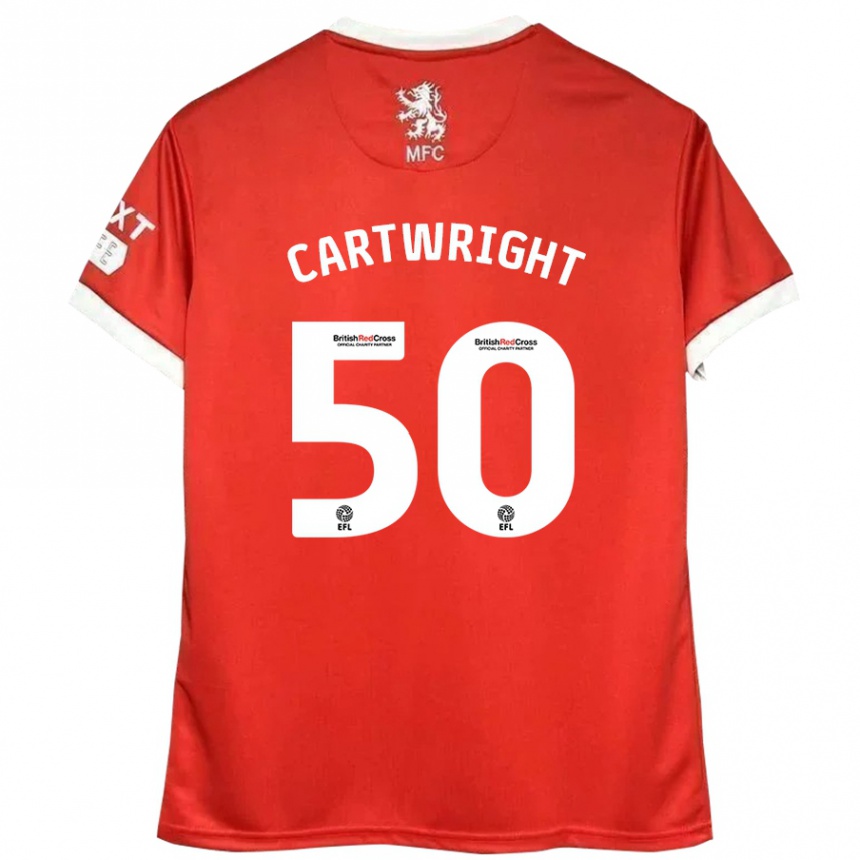 Kids Football Fin Cartwright #50 Red White Home Jersey 2024/25 T-Shirt