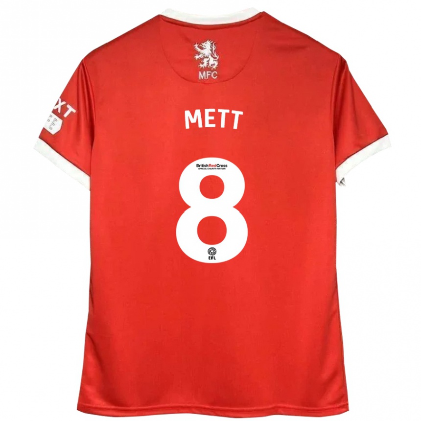 Kids Football Jessica Mett #8 Red White Home Jersey 2024/25 T-Shirt