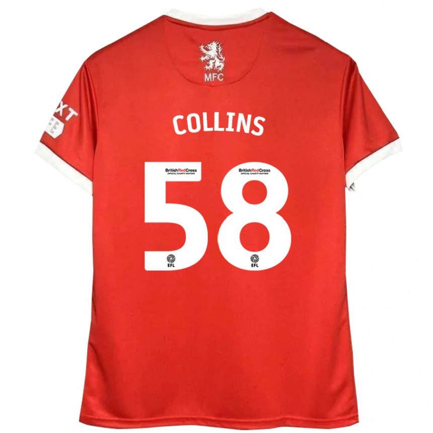 Kids Football Sam Collins #58 Red White Home Jersey 2024/25 T-Shirt