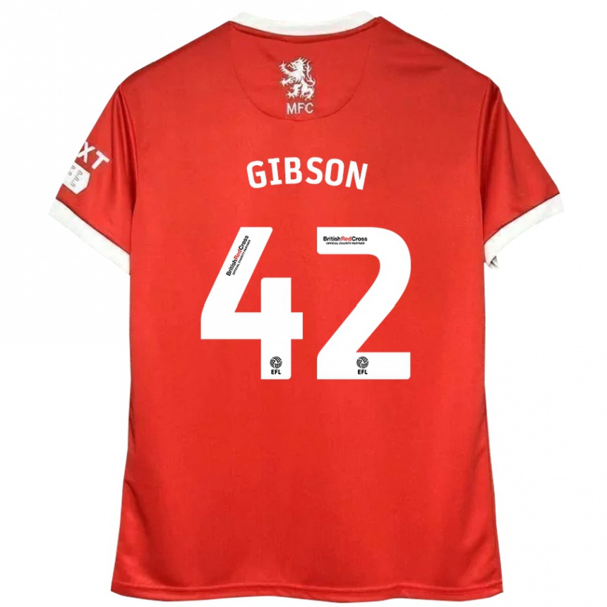 Kids Football Joseph Gibson #42 Red White Home Jersey 2024/25 T-Shirt