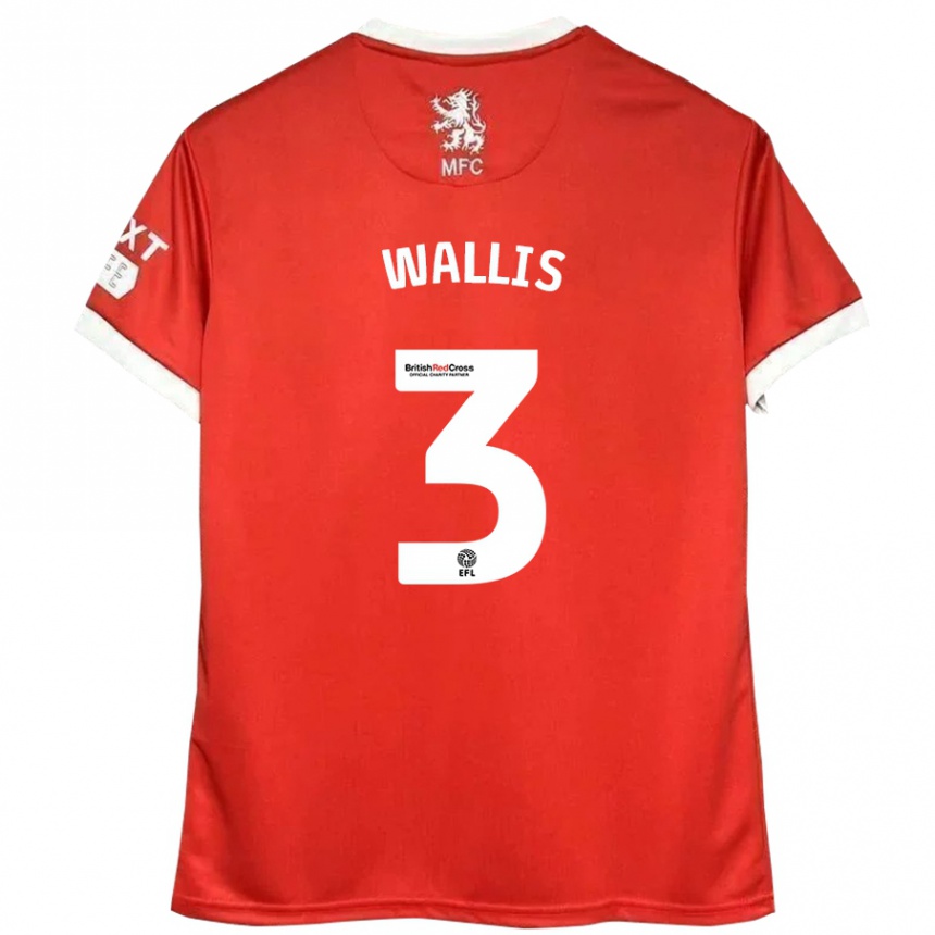 Kids Football Emma Wallis #3 Red White Home Jersey 2024/25 T-Shirt