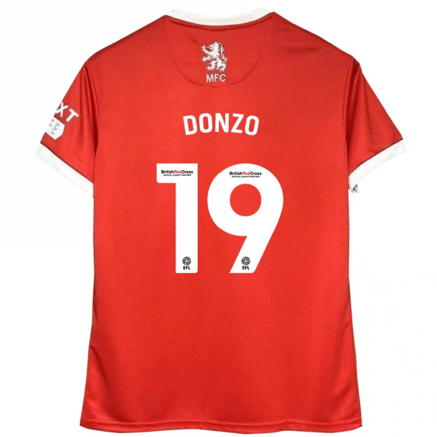 Kids Football Jolie Donzo #19 Red White Home Jersey 2024/25 T-Shirt