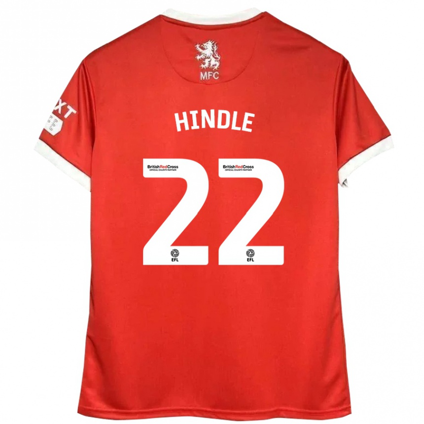 Kids Football Rachel Hindle #22 Red White Home Jersey 2024/25 T-Shirt