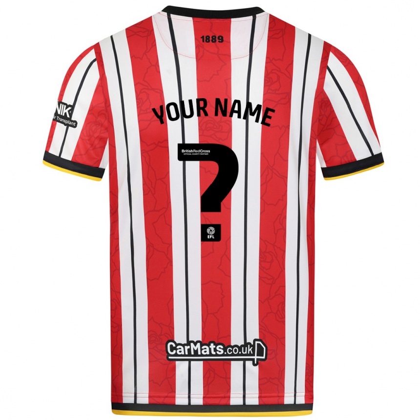 Kids Football Your Name #0 Red White Stripes Home Jersey 2024/25 T-Shirt