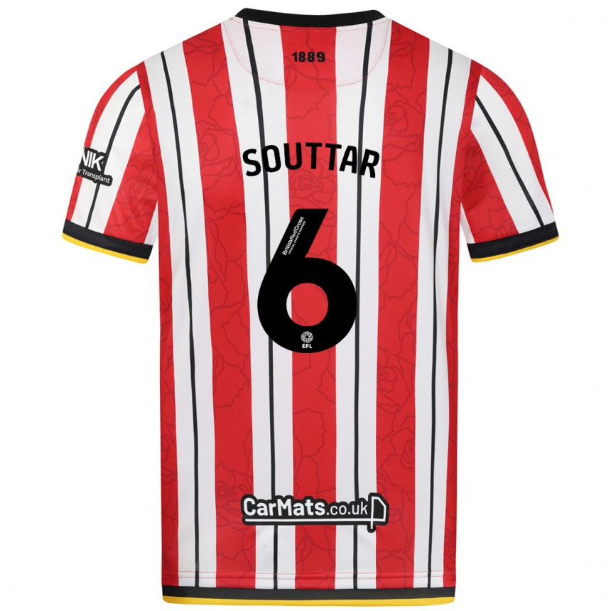 Kids Football Harry Souttar #6 Red White Stripes Home Jersey 2024/25 T-Shirt