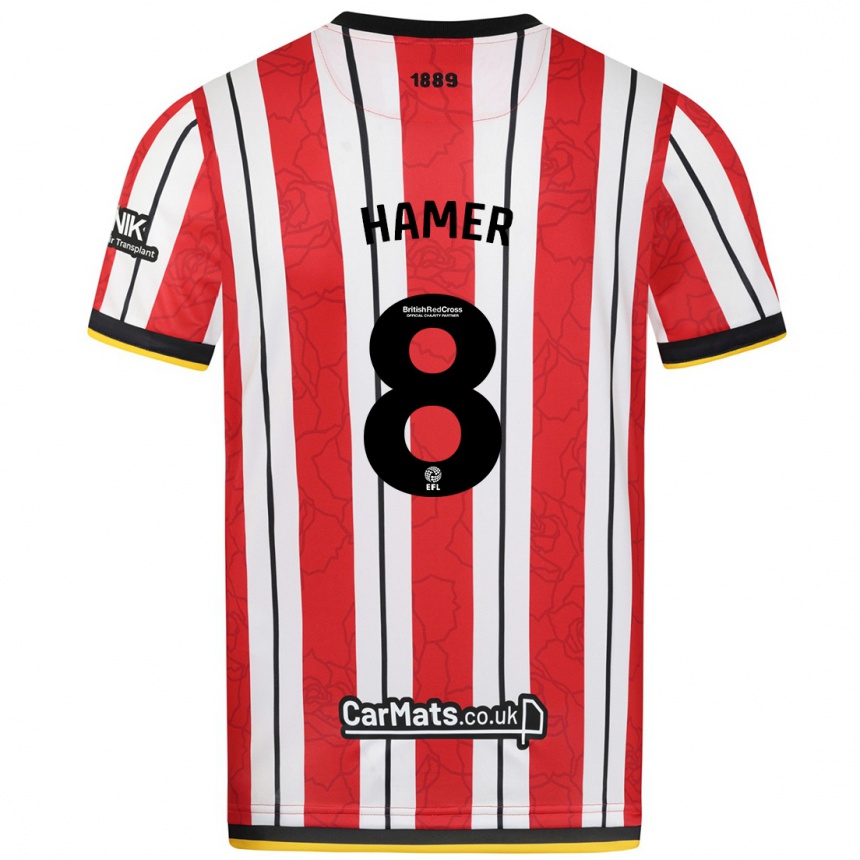 Kids Football Gustavo Hamer #8 Red White Stripes Home Jersey 2024/25 T-Shirt