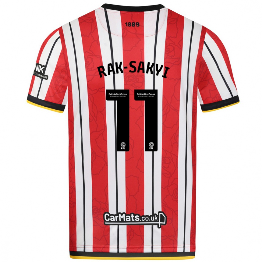 Kids Football Jesurun Rak-Sakyi #11 Red White Stripes Home Jersey 2024/25 T-Shirt