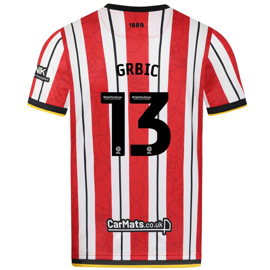 Kids Football Ivo Grbic #13 Red White Stripes Home Jersey 2024/25 T-Shirt