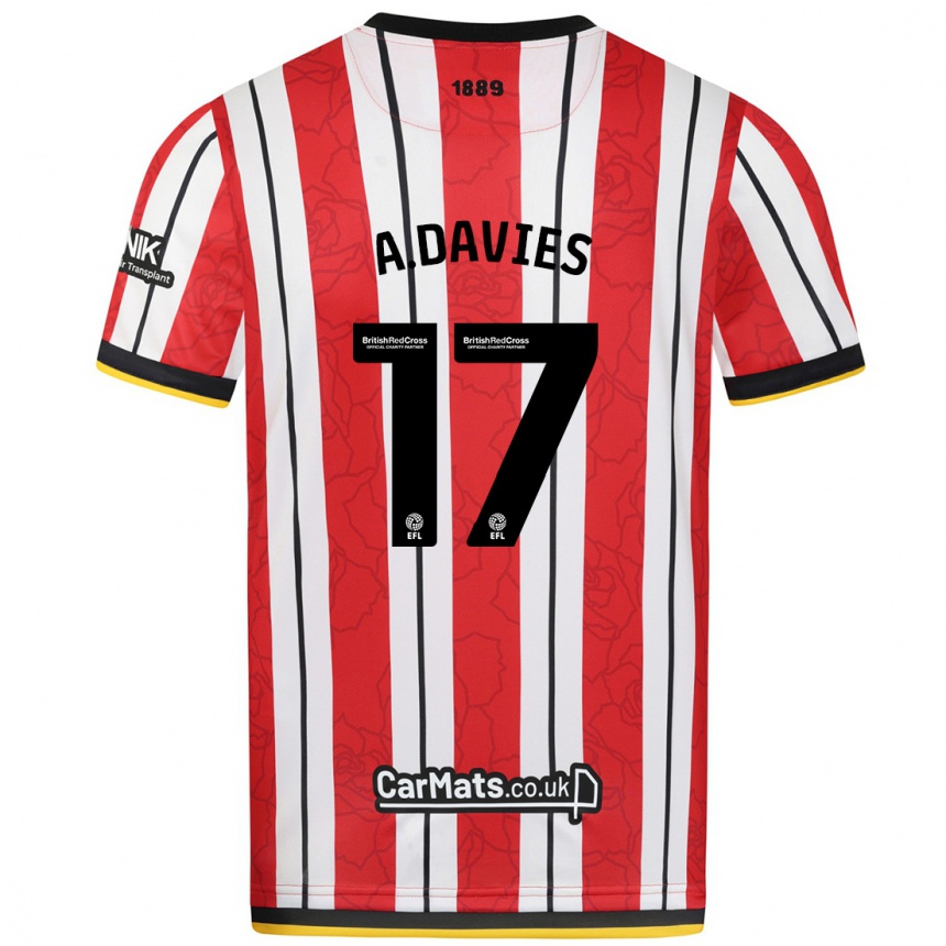 Kids Football Adam Davies #17 Red White Stripes Home Jersey 2024/25 T-Shirt