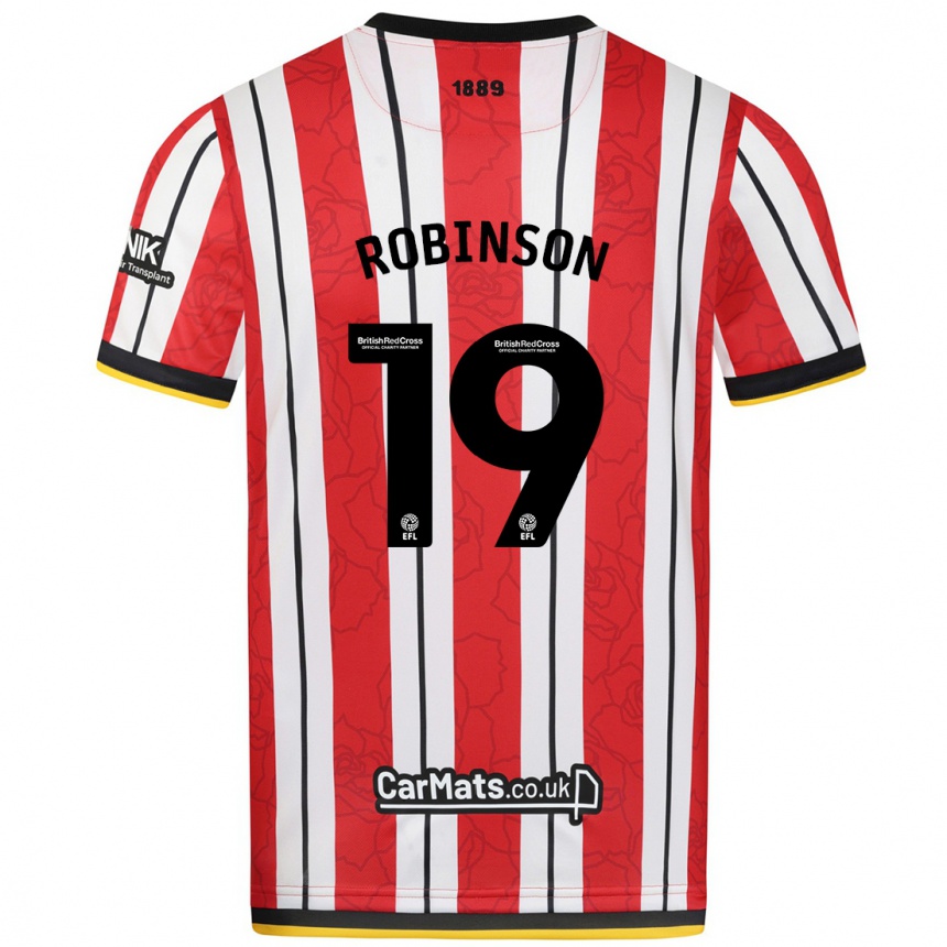 Kids Football Jack Robinson #19 Red White Stripes Home Jersey 2024/25 T-Shirt