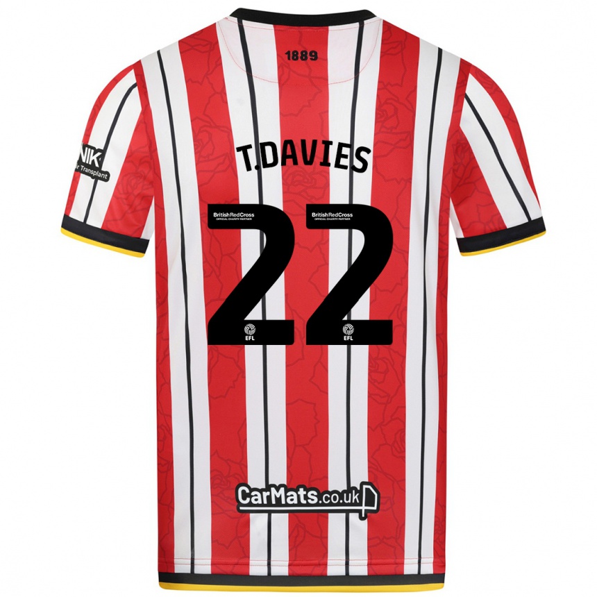 Kids Football Tom Davies #22 Red White Stripes Home Jersey 2024/25 T-Shirt