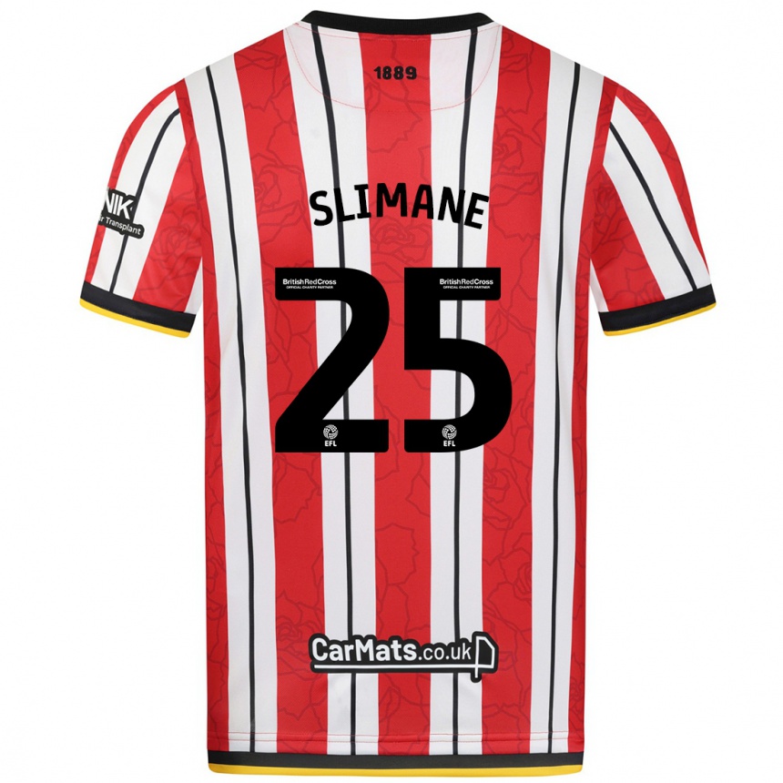 Kids Football Anis Slimane #25 Red White Stripes Home Jersey 2024/25 T-Shirt