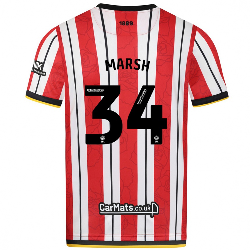 Kids Football Louie Marsh #34 Red White Stripes Home Jersey 2024/25 T-Shirt