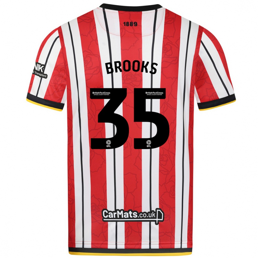 Kids Football Andre Brooks #35 Red White Stripes Home Jersey 2024/25 T-Shirt