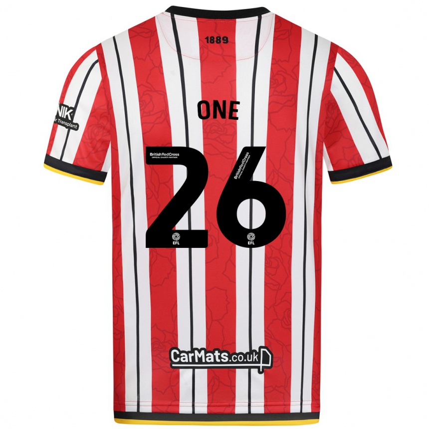 Kids Football Ryan Oné #26 Red White Stripes Home Jersey 2024/25 T-Shirt