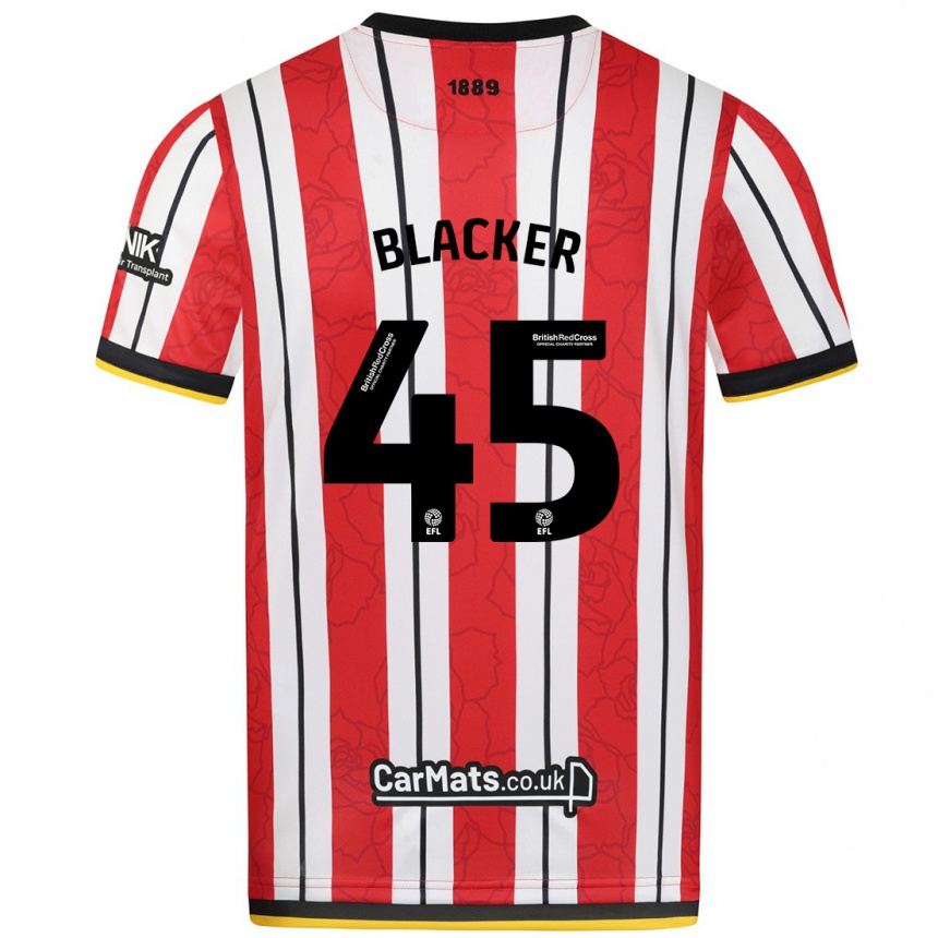 Kids Football Billy Blacker #45 Red White Stripes Home Jersey 2024/25 T-Shirt