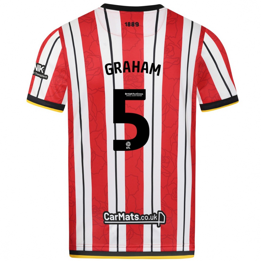 Kids Football Molly Graham #5 Red White Stripes Home Jersey 2024/25 T-Shirt