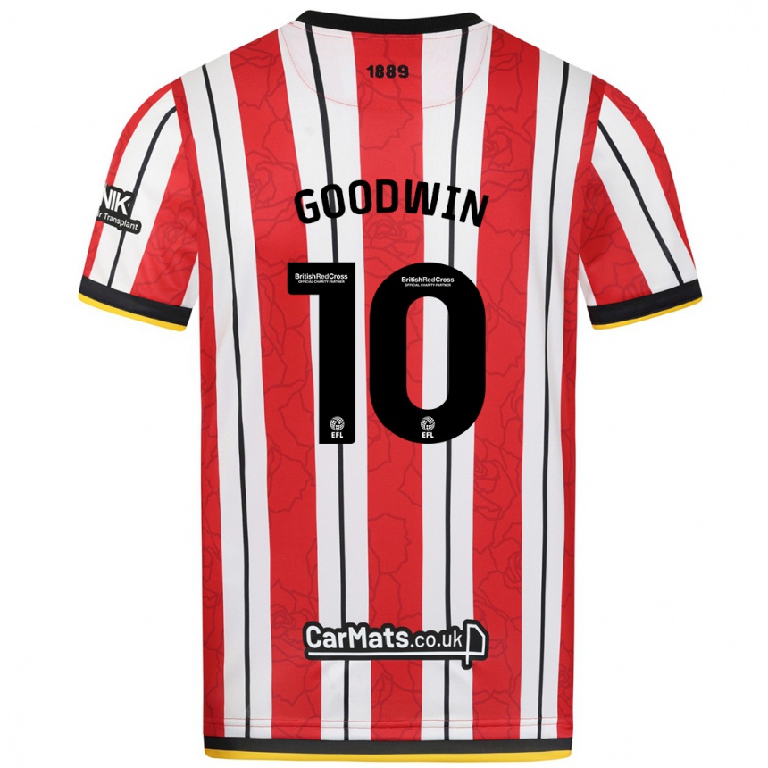 Kids Football Isobel Goodwin #10 Red White Stripes Home Jersey 2024/25 T-Shirt