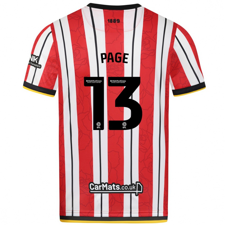 Kids Football Olivia Page #13 Red White Stripes Home Jersey 2024/25 T-Shirt