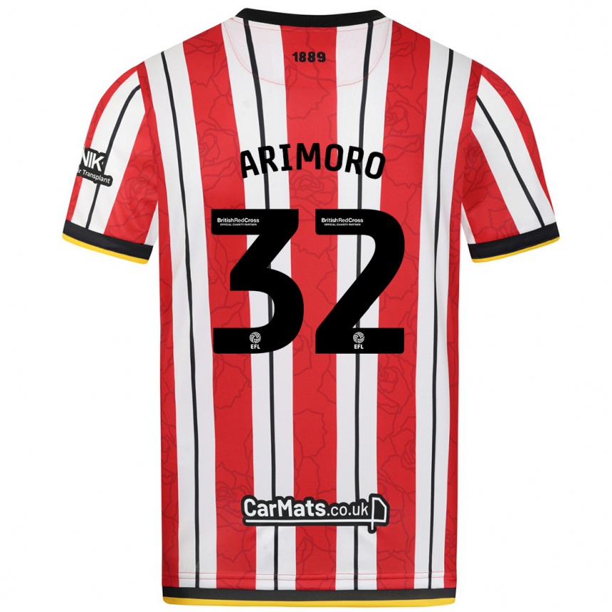 Kids Football Juliet Khinde Adebowale-Arimoro #32 Red White Stripes Home Jersey 2024/25 T-Shirt