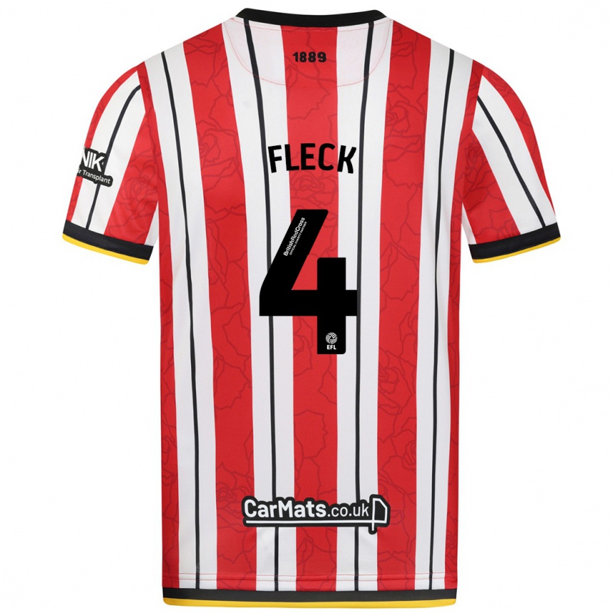 Kids Football John Fleck #4 Red White Stripes Home Jersey 2024/25 T-Shirt