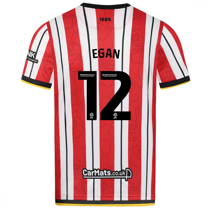 Kids Football John Egan #12 Red White Stripes Home Jersey 2024/25 T-Shirt