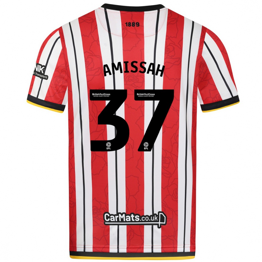 Kids Football Jordan Amissah #37 Red White Stripes Home Jersey 2024/25 T-Shirt