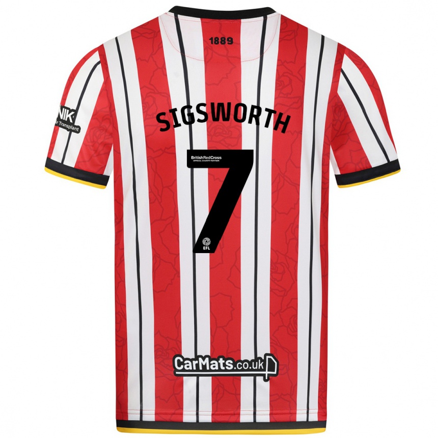 Kids Football Jess Sigsworth #7 Red White Stripes Home Jersey 2024/25 T-Shirt