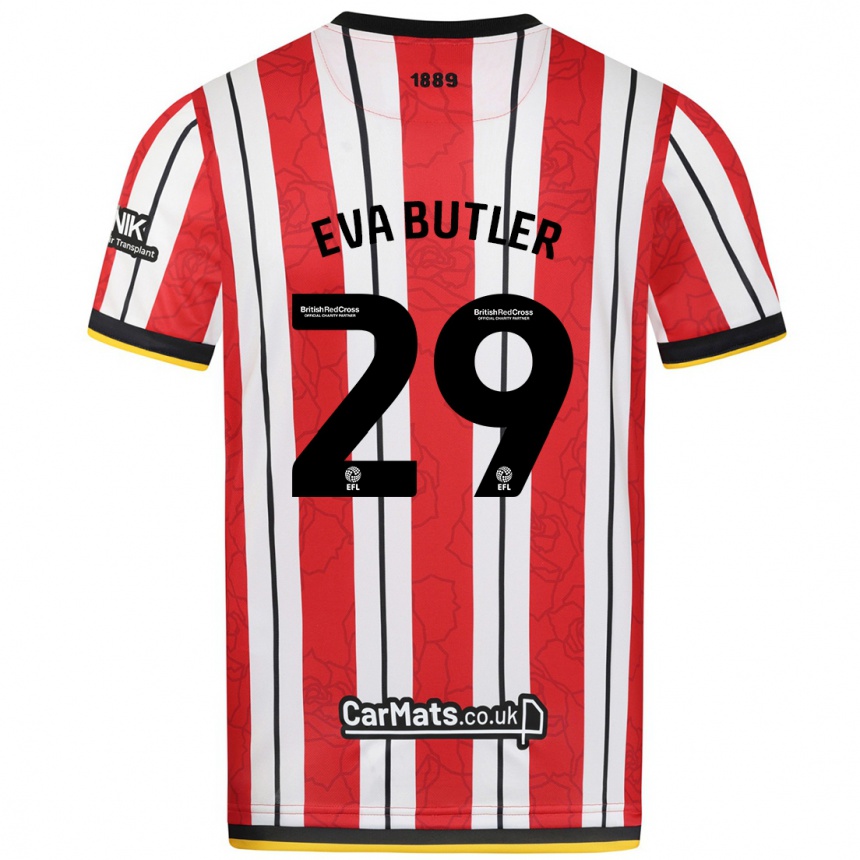 Kids Football Eva Butler #29 Red White Stripes Home Jersey 2024/25 T-Shirt