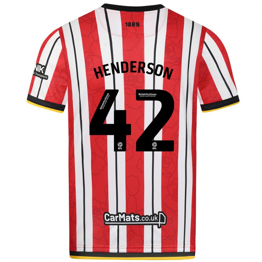 Kids Football Peyton Henderson #42 Red White Stripes Home Jersey 2024/25 T-Shirt