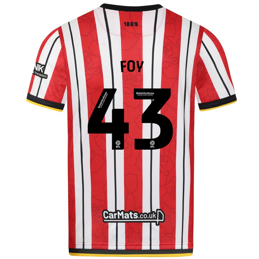 Kids Football Gus Foy #43 Red White Stripes Home Jersey 2024/25 T-Shirt