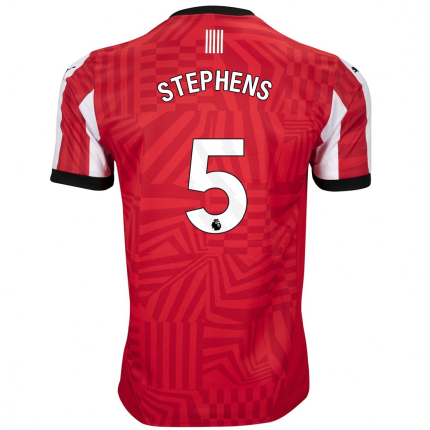 Kids Football Jack Stephens #5 Red White Home Jersey 2024/25 T-Shirt