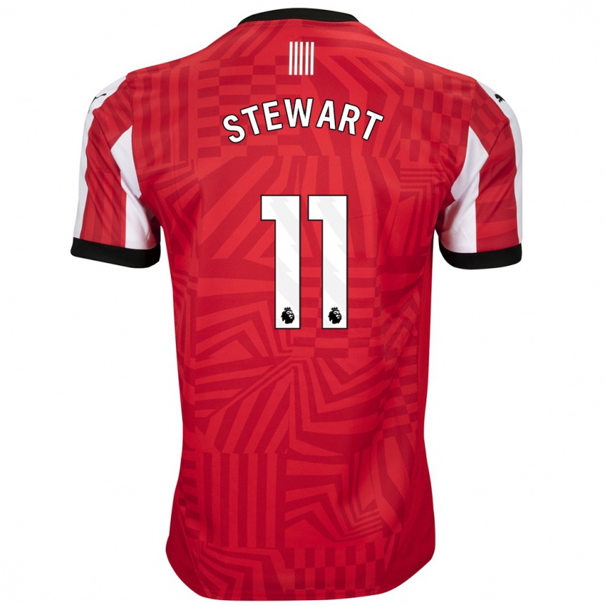 Kids Football Ross Stewart #11 Red White Home Jersey 2024/25 T-Shirt